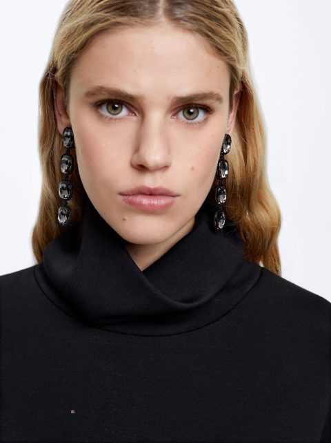 Parfois Clip With Crystals Øreringe Dame Sort | DK-54QCBHJYM