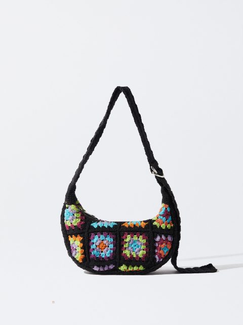 Parfois Crochet Skuldertasker Dame Sort | DK-16DAGJHXK