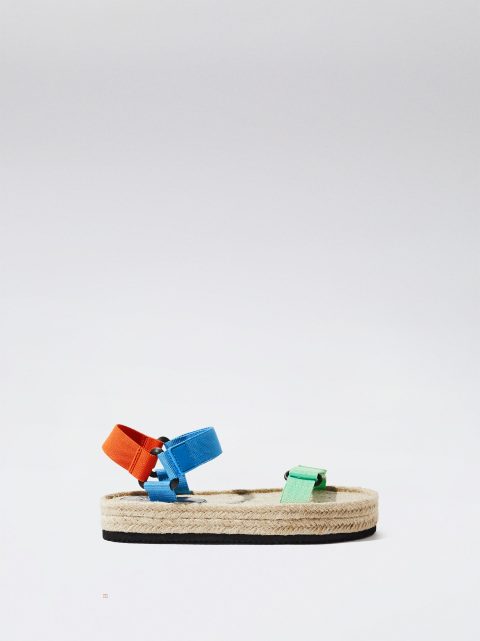 Parfois Cross Straps Jute Sandaler Dame Flerfarvede | DK-08DWRAYTC