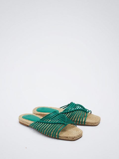 Parfois Cross Straps Jute Sandaler Dame Grøn | DK-45OZGCWHX