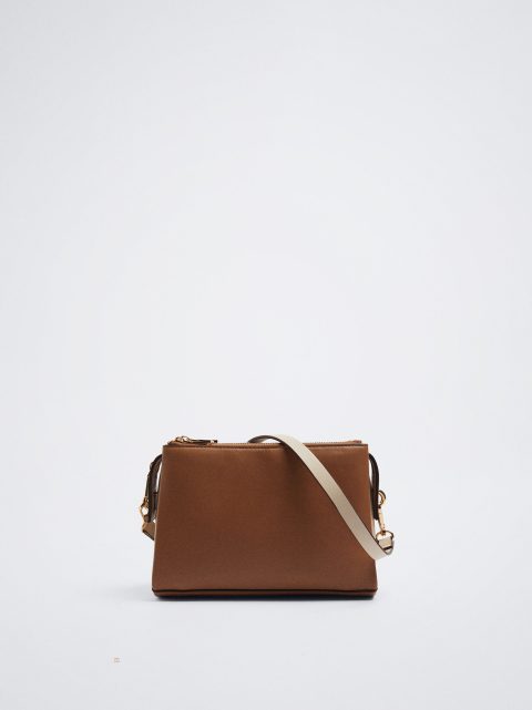 Parfois Crossbody Bag With Color Block Crossbody Taske Dame Brune | DK-04HVQFGRJ
