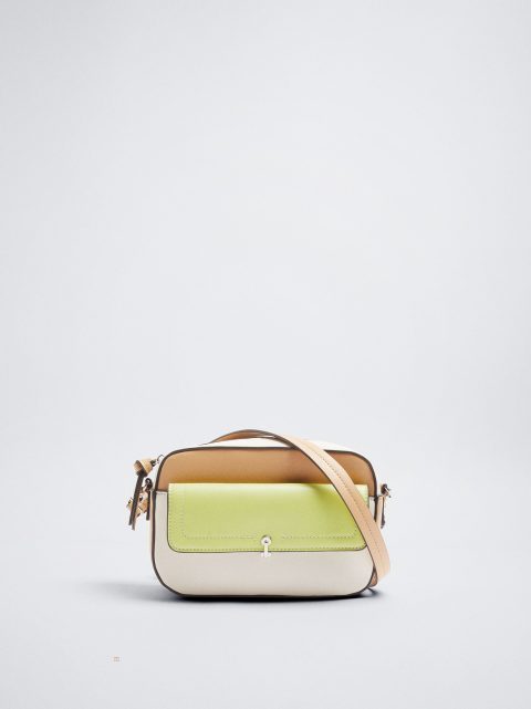 Parfois Crossbody Bag With Color Block Crossbody Taske Dame Gul | DK-91IKXPQAL