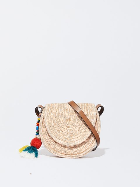 Parfois Crossbody Bag With Detachable Pendant Crossbody Taske Dame Beige | DK-07YSIKPZB