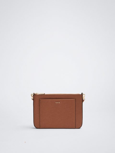 Parfois Crossbody Bag With Outer Pocket Crossbody Taske Dame Brune | DK-16BCTDOMF