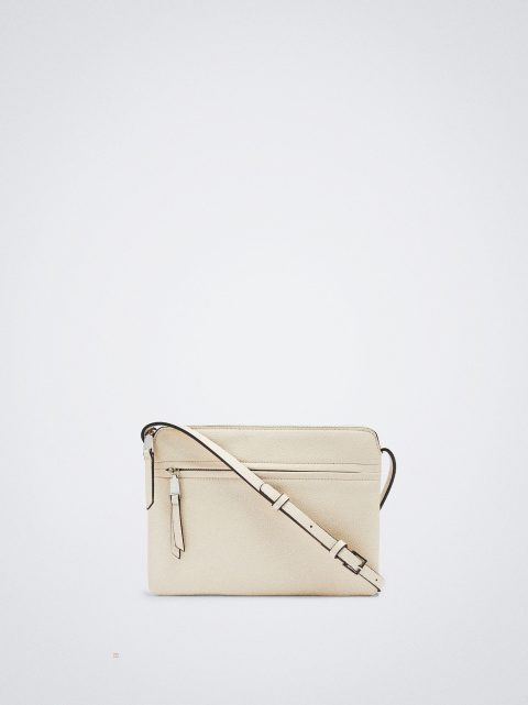 Parfois Crossbody Bag With Outer Pocket Crossbody Taske Dame Beige | DK-52UEMDFRG