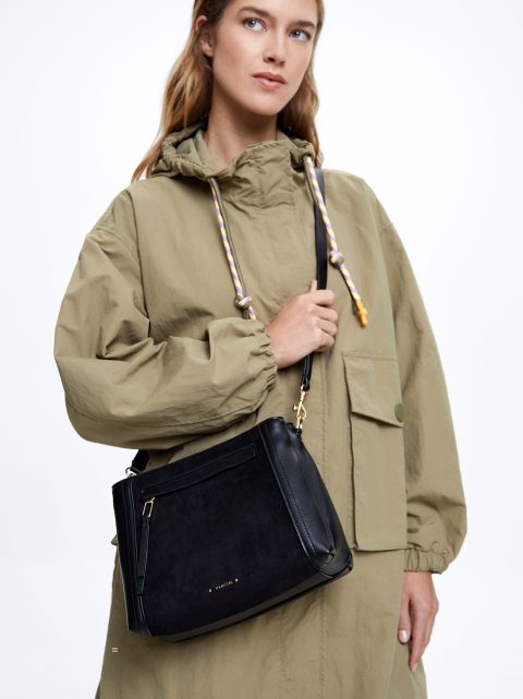 Parfois Crossbody Bag With Patchwork Detail Crossbody Taske Dame Sort | DK-06NOMHKWI
