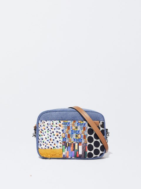 Parfois Crossbody Bag With Patchwork Detail Crossbody Taske Dame Blå | DK-09HLKWCZP