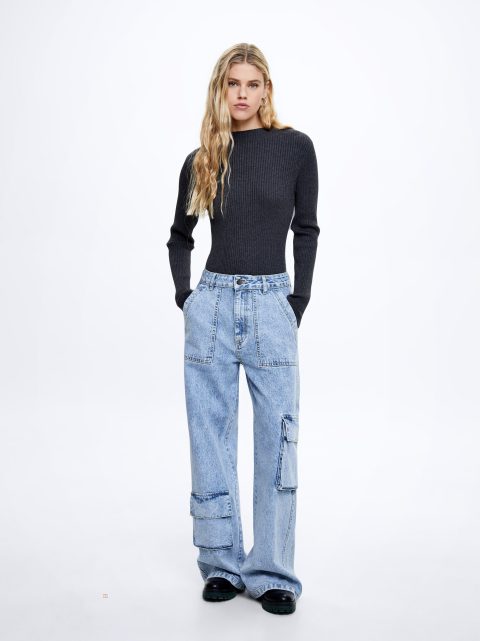 Parfois Denim Cargo Bukser Dame Blå | DK-51ECQLGNY