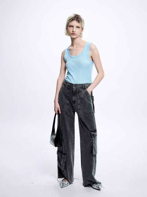 Parfois Denim Cargo Bukser Dame Grå | DK-51OIVRJZU