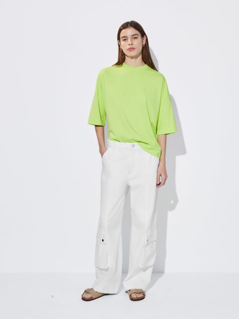 Parfois Denim Cargo Bukser Dame Hvide | DK-43PVSTQIE