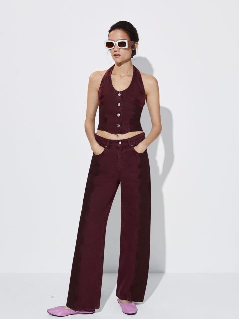 Parfois Denim Colour Block Bukser Dame Lilla | DK-32BPCGXOA
