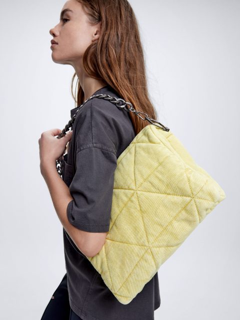 Parfois Denim Skuldertasker Dame Gul | DK-09XMGBHYQ
