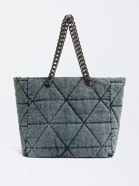 Parfois Denim Tote Indkøbstasker Dame Blå | DK-52CQSIGFU