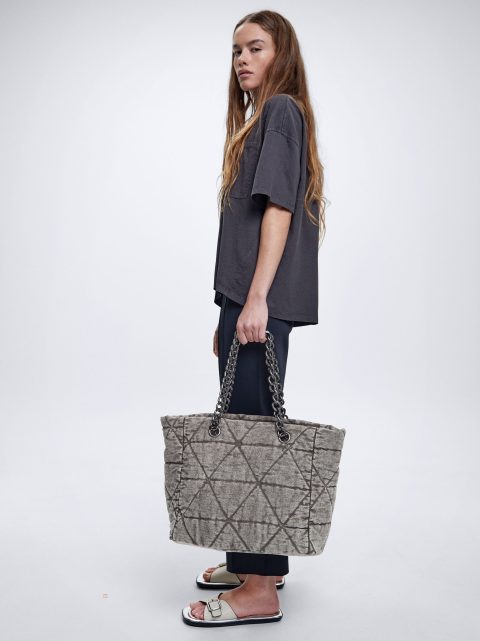 Parfois Denim Tote Indkøbstasker Dame Grå | DK-87YAMWRVP