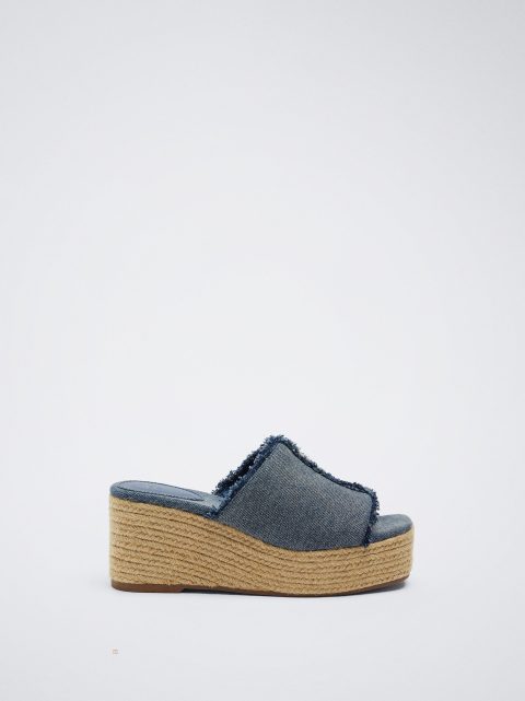 Parfois Denim Wedge Sandaler Dame Blå | DK-39XCEMBJT