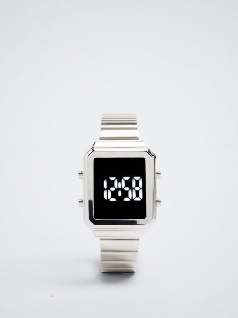 Parfois Digital Stainless Steel Digitale Ure Dame Sølv | DK-40QCFZAUP