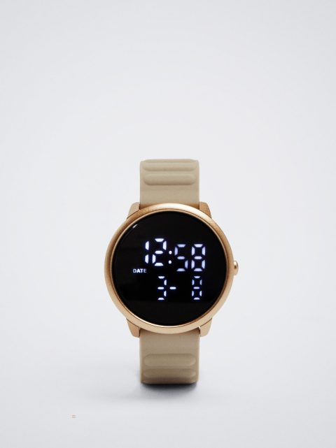 Parfois Digital Watch With Silikone Páskové Digitale Ure Dame Beige | DK-27CGQJOFM