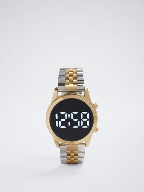 Parfois Digital Watch With Steel Wristband Digitale Ure Dame Guld | DK-16THRGUDY