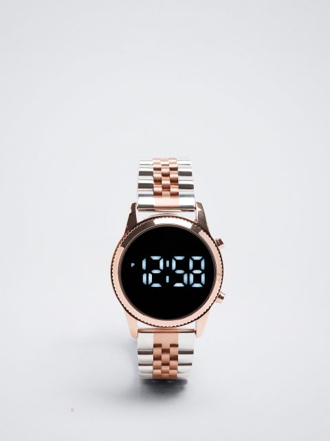 Parfois Digital Watch With Steel Wristband Digitale Ure Dame Lyserød Guld | DK-81OMAVGLJ
