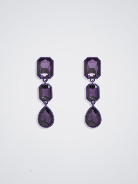 Parfois Earrings With Crystals Øreringe Dame Lilla | DK-91PFGZVUS