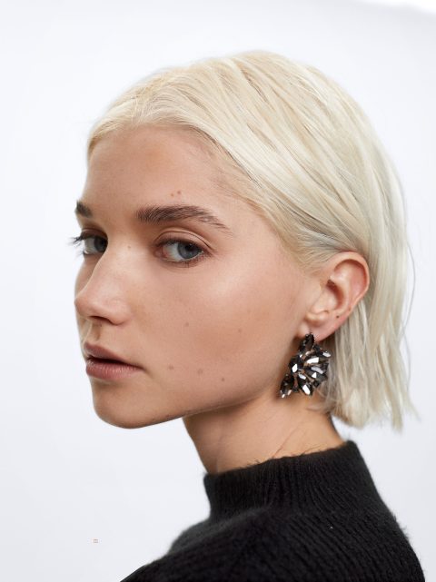 Parfois Earrings With Crystals Øreringe Dame Sort | DK-94QKDFSMY