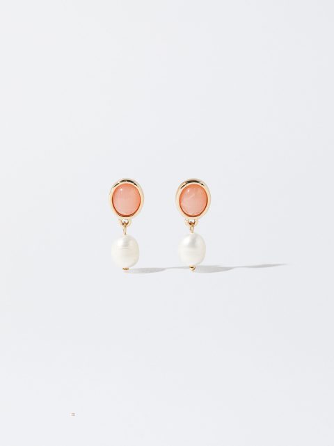 Parfois Earrings With Freshwater Pearl Øreringe Dame Koral | DK-13YUAZRHX