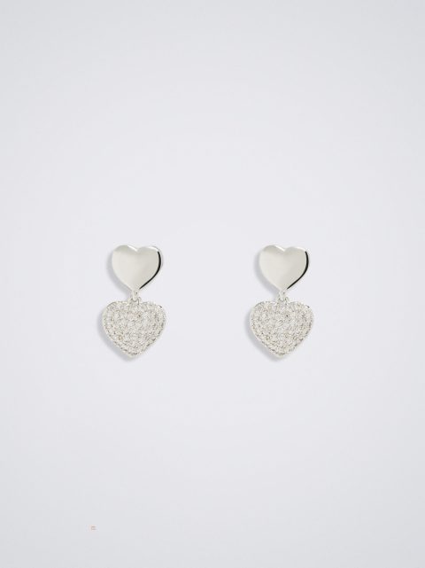Parfois Earrings With Heart And Zirconia Øreringe Dame Sølv | DK-51MTVDIQA