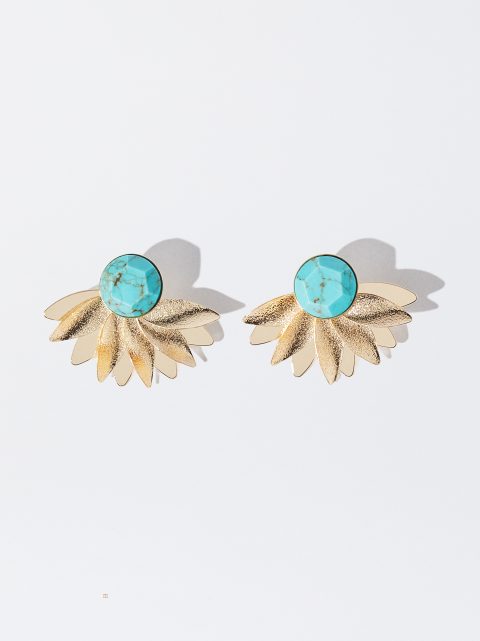 Parfois Earrings With Semiprecious Stone Øreringe Dame Blå | DK-15BJKUSIX