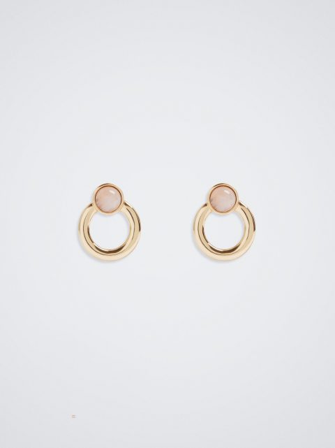 Parfois Earrings With Semiprecious Stone Øreringe Dame Lyserød | DK-76UEFOTAK