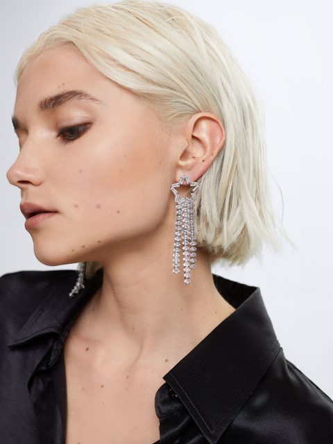 Parfois Earrings With Star And Zirconia Øreringe Dame Sølv | DK-29WTIXZKC