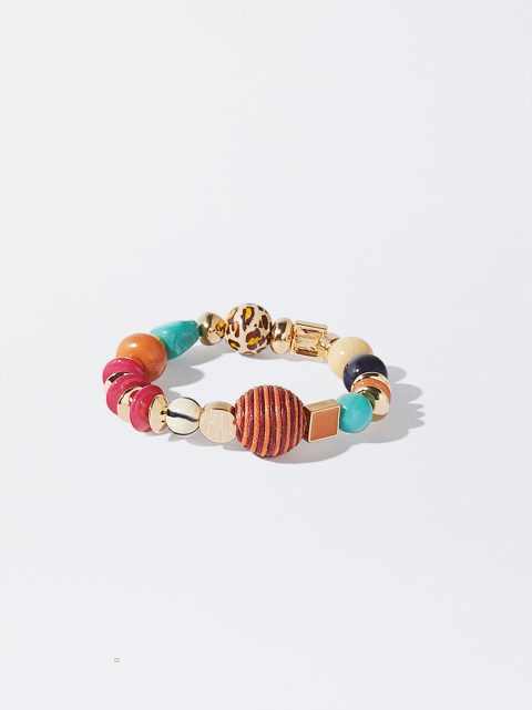 Parfois Elastic With Wood And Resin Armbånd Dame Flerfarvede | DK-84ZWTKERP