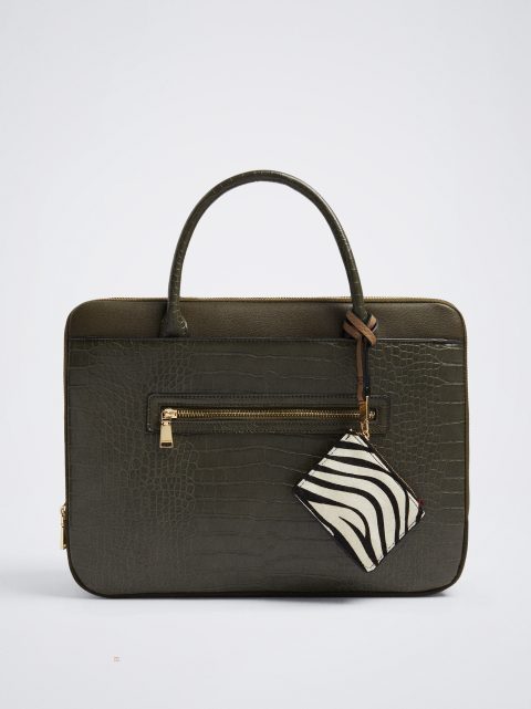 Parfois Embossed 13” Laptop Taske Dame Khaki | DK-14UMPCBVA