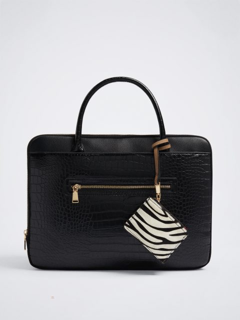Parfois Embossed 13” Laptop Taske Dame Sort | DK-79FPLRAWK