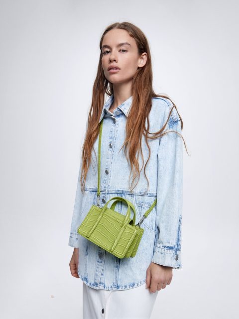 Parfois Embossed Animal Håndtaske Dame Grøn | DK-80MFVXJDK