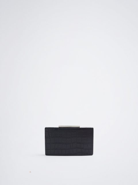 Parfois Embossed Animal Party Clutch Tasker Dame Sort | DK-27HJOWDXM