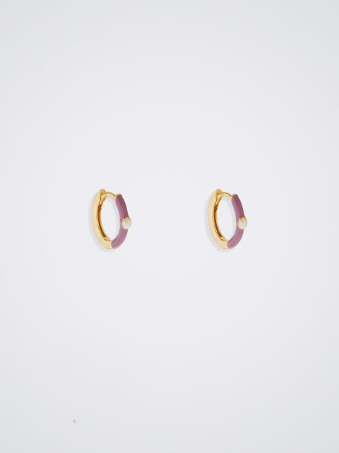 Parfois Enamel 925 Silver Hoops Øreringe Dame Lilla | DK-19FBXRYON