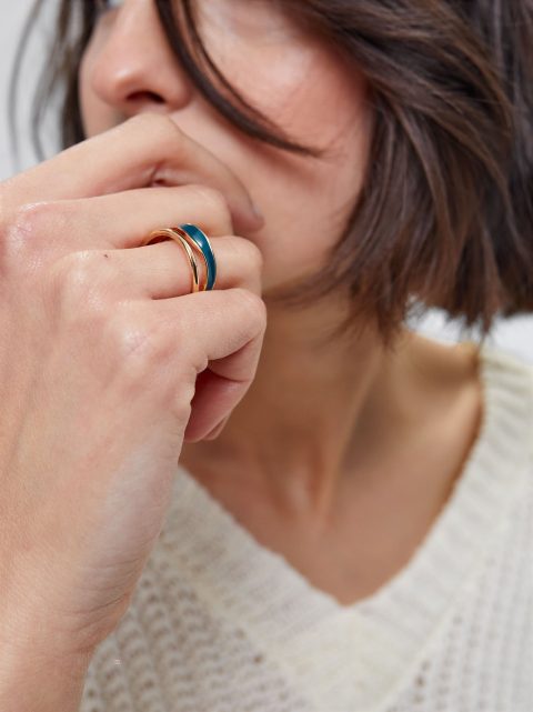 Parfois Enamel Brede Ring Dame Blå | DK-15EKCQZUJ