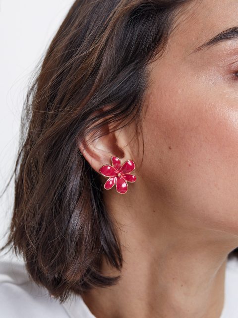 Parfois Enamel Flower Øreringe Dame Lyserød | DK-51BJUQWLV