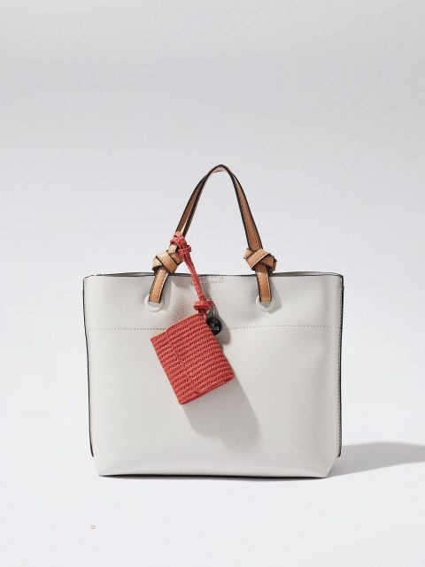 Parfois Everyday Tote With Detachable Pendant Indkøbstasker Dame Hvide | DK-53PABNFVT