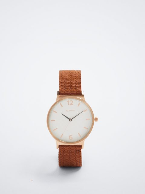 Parfois Fabric Páskové Rosaguld Ure Dame Brune | DK-24EGLFUNW