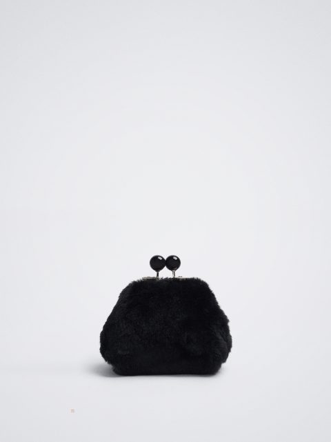 Parfois Faux Fur Coin Pung Dame Sort | DK-68KNZELRW