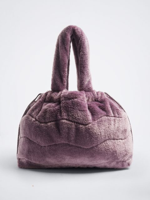 Parfois Faux Fur Tote Indkøbstasker Dame Lilla | DK-12RTAWFGN