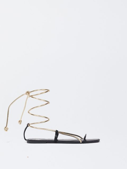 Parfois Flade Tied Sandaler Dame Sort | DK-43OMNGWIQ