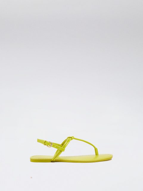 Parfois Flade With Knot Sandaler Dame Gul | DK-68ODVSHAT