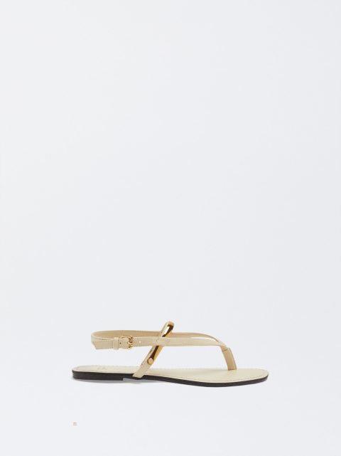 Parfois Flade With Metallic Detail Sandaler Dame Hvide | DK-31ZIOGTEA