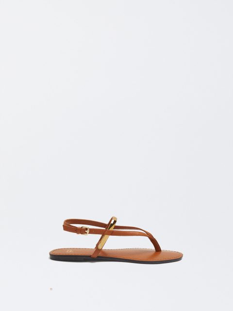 Parfois Flade With Metallic Detail Sandaler Dame Brune | DK-34ZNKRTJS