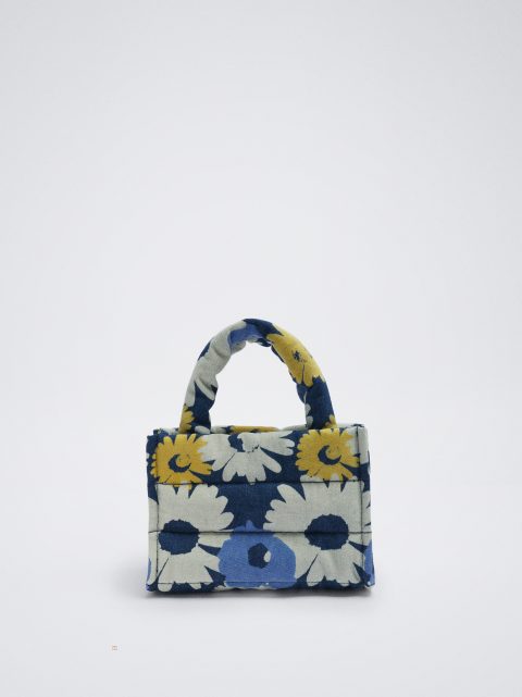 Parfois Floral Print Denim Muleposer Dame Blå | DK-29BYKQCSG