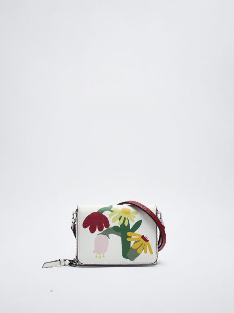 Parfois Floral Print Pung Dame Hvide | DK-49WSFJVUB