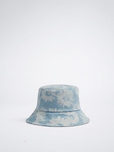 Parfois Flower Print Denim Bucket Hat Dame Blå | DK-25XNHPLOJ