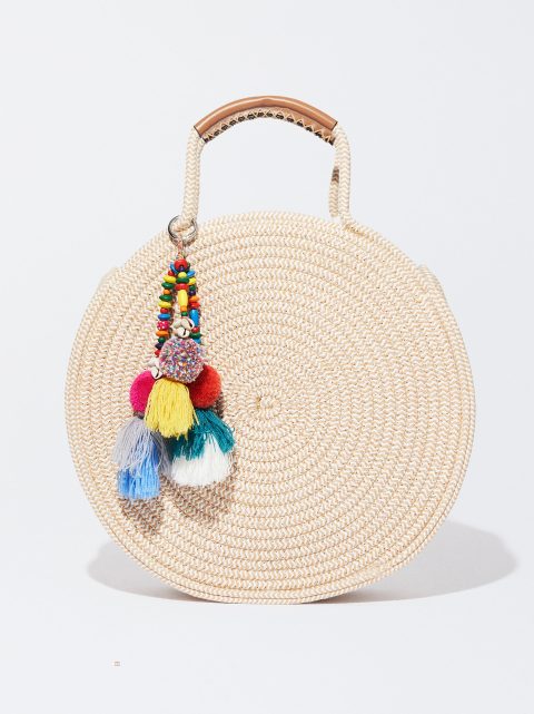 Parfois Handmade Tote With Pendant Indkøbstasker Dame Beige | DK-71YZEFWMU